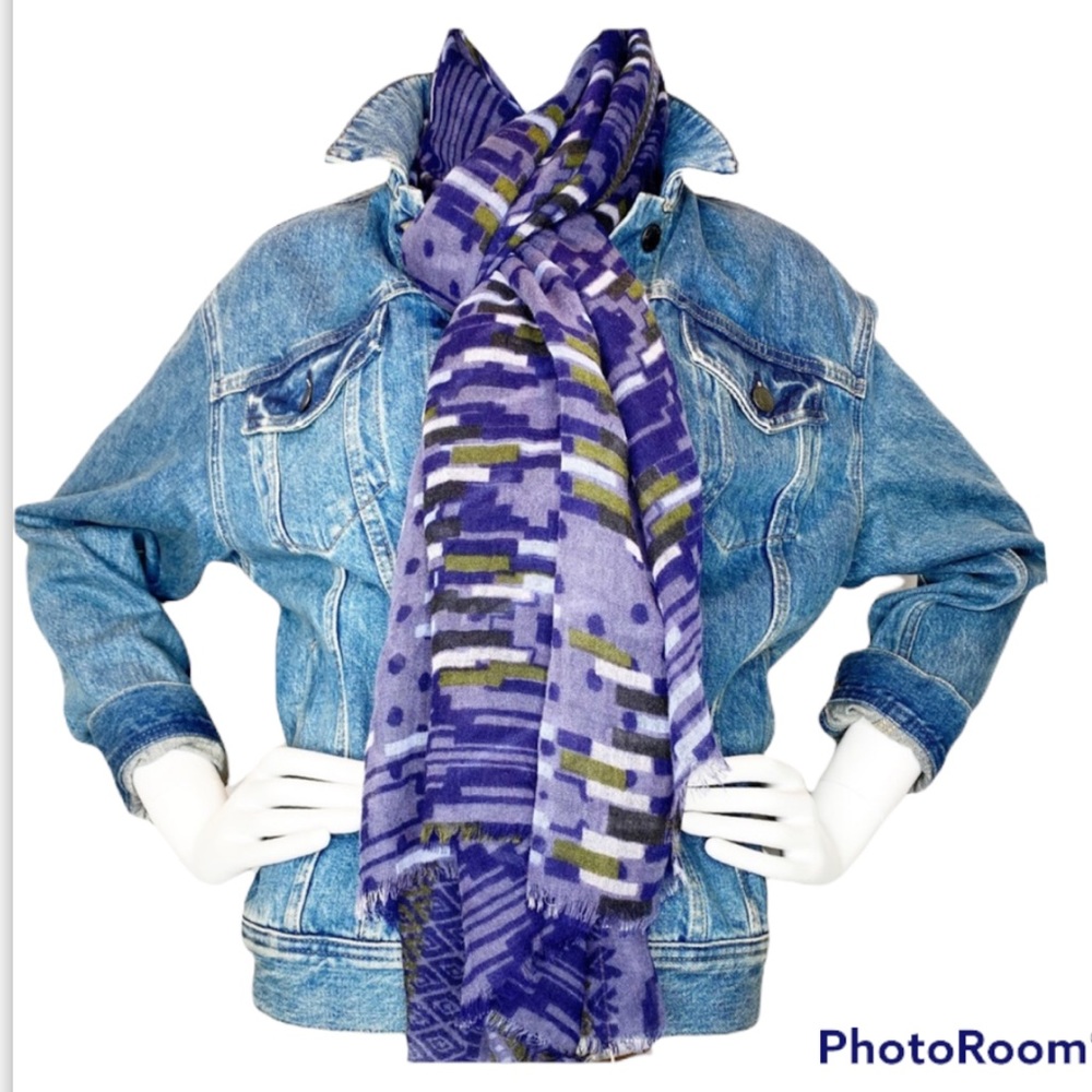 Rafe New York Aztec Geo Wool Silk Blend Scarf